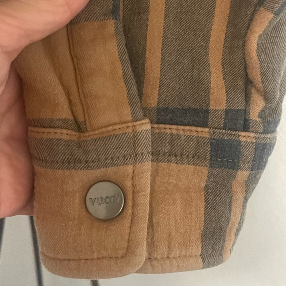 Vuori Tan & Black Plaid Lightweight Shirt Jacket View 5